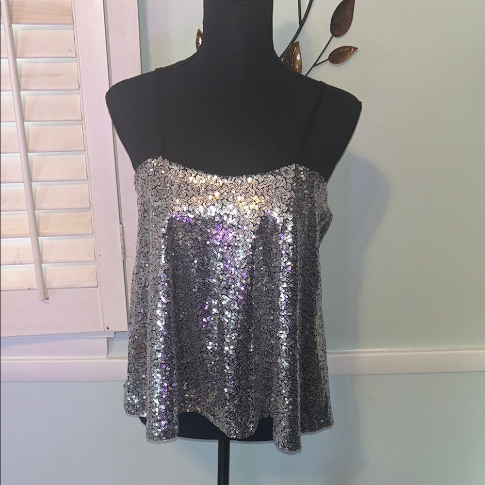 Silver Sequin Women's Top